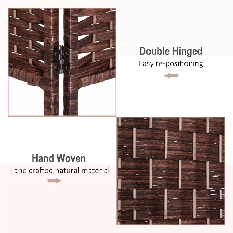 HOMCOM 6' Tall Wicker Weave 6 Panel Room Divider Privacy Screen - Brown