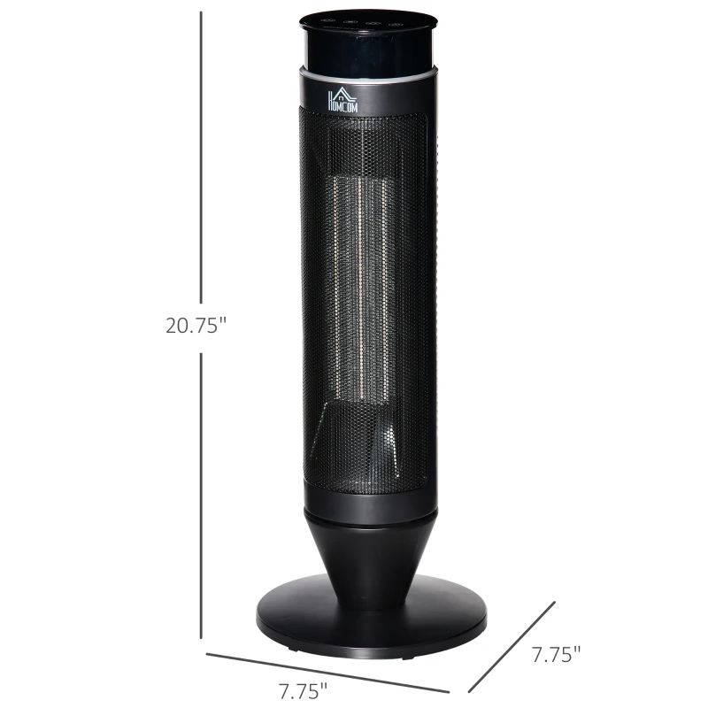 HOMCOM 2-In-1 Tower Heater, Indoor Electric Space Heater with Oscillation, Remote Control, 8H Timer, Three Heating Modes(High, Low, Fan), 750W/1500W