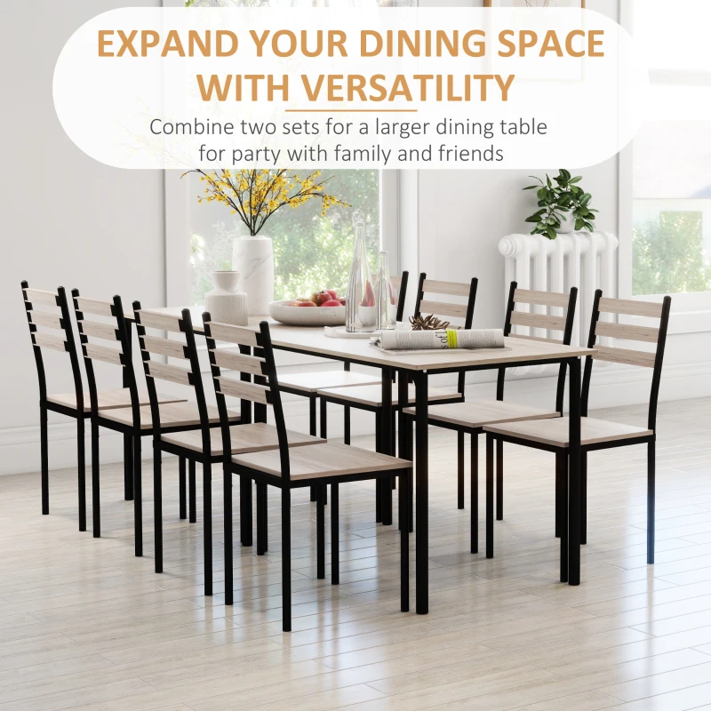 HOMCOM Modern Dining Table Set for 4, 5-Piece Kitchen Table Set, Rectangular Dining Table and 4 Chairs for Small Space, Dinette, Breakfast Nook, Gray