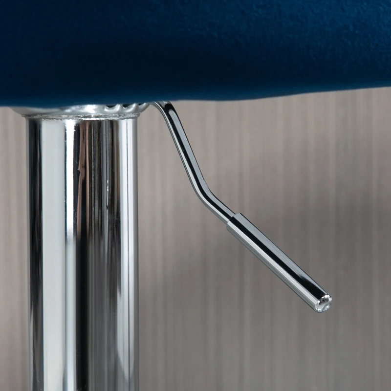 HOMCOM Modern Upholstered Adjustable Barstools with Swivel Seat, Velvet Touch Fabric, Steel Frame, Footrest, ‎Blue