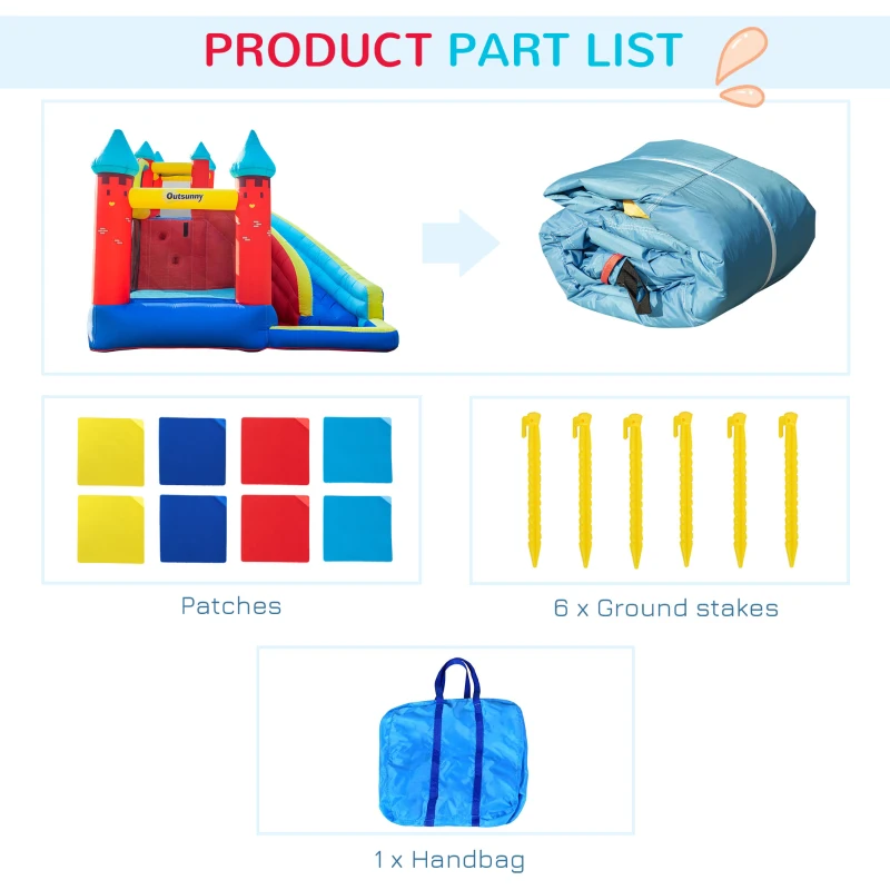 Outsunny 4 in 1 Inflatable Bounce House Kids Bounce Castle Include Trampoline, Slide, Water Pool, Climbing Wall with Carrybag, Repair Patches, without Air Blower