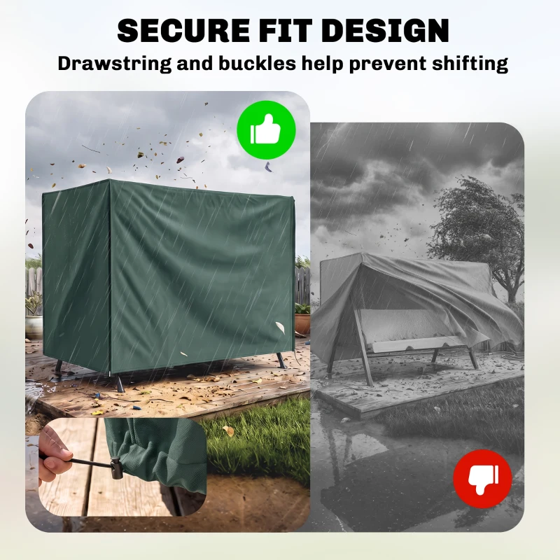 Outsunny 3-Seater Patio Swing Cover, Outdoor Garden Furniture Protection Hammock Glider Cover, 81" x 49" x 65", Dark Green