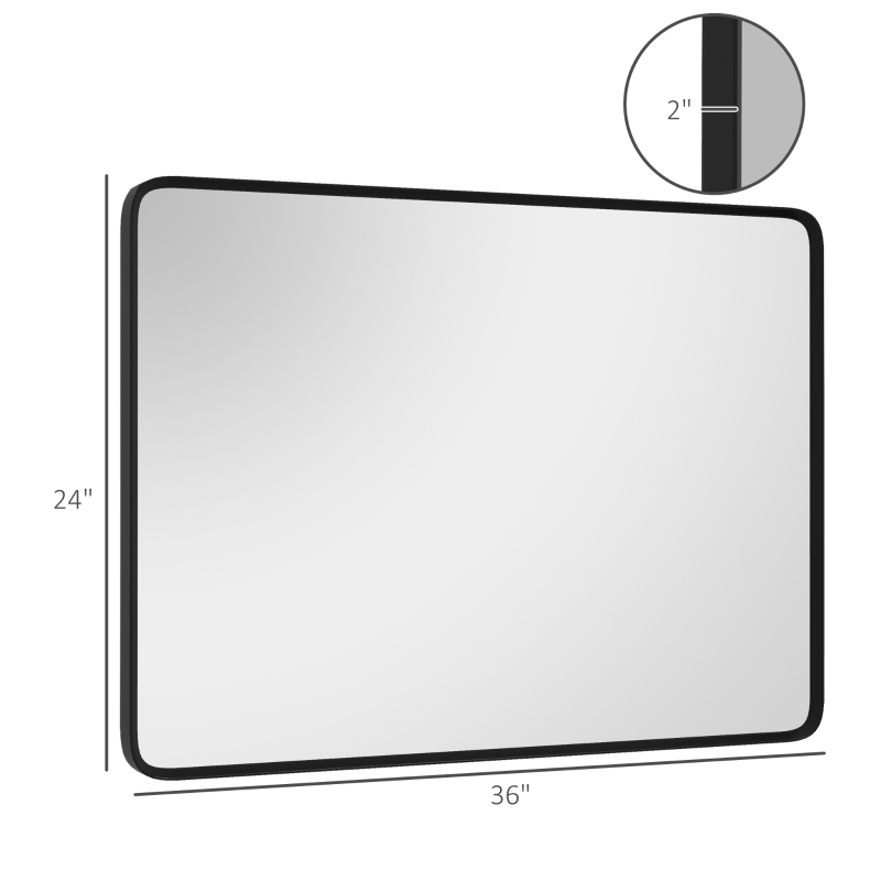 HOMCOM 36 x 24 Wall-Mounted Living Room Rectangle Mirror
