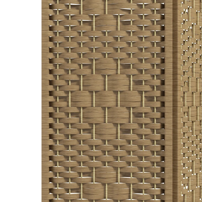 HOMCOM 4 Panel Folding Room Divider Portable Privacy Screen Wave Fiber Room Partition for Home Office Natural