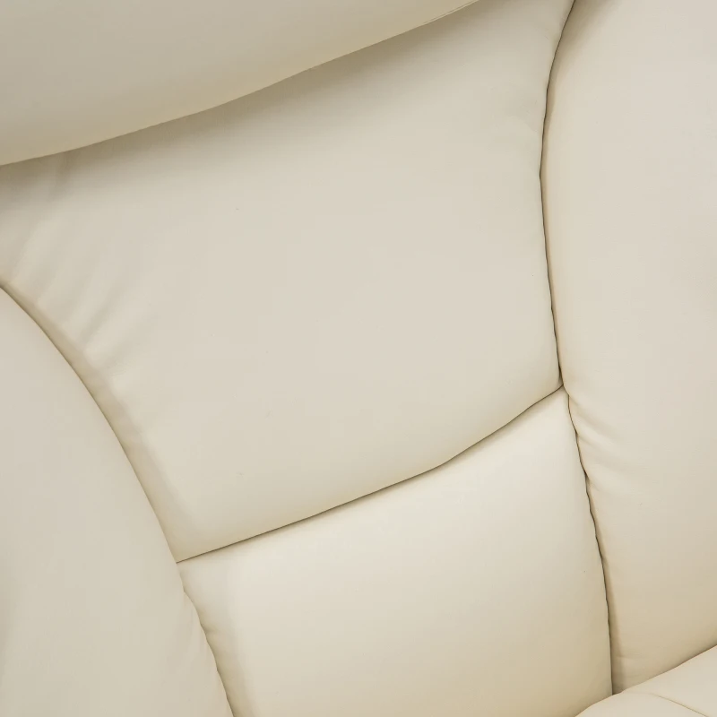 HOMCOM Manual Recliner, Swivel Lounge Armchair with Side Pocket, Footrest and Cup Holder, Cream White