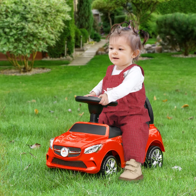 Aosom Kids Ride On Push Car, Foot-to-Floor Walking Sliding Toy Car for Toddler with Under Seat Storage, Music, Headlights Red