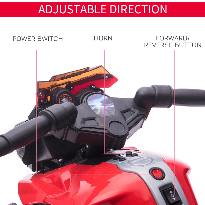 Aosom Kids Ride On Motorcycle, 6V Electric Battery Powered Dirt Bike w/ Training Wheels, Gift for Children Boys Girls Red