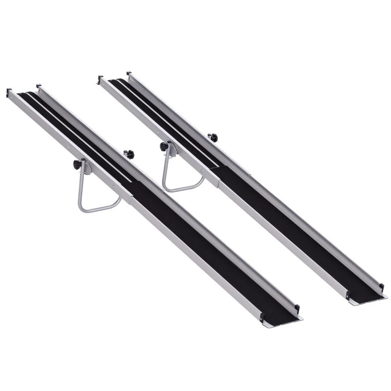 HOMCOM Telescopic Wheelchair Ramp, 8ft, 600 lbs, Aluminium Threshold Ramp, 2 Pack, for Home Steps, Mobility Scooters, Stairs