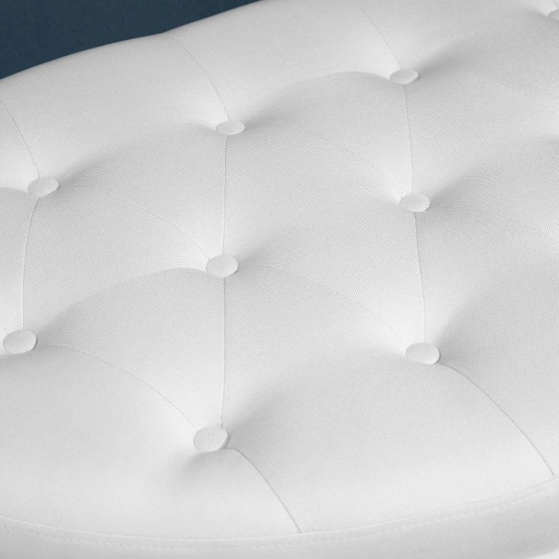 HOMCOM Half Moon Storage Ottoman, Upholstered Button Tufted Storage Bench with Lift Lid and Wood Legs, for Living Room, Entryway, White
