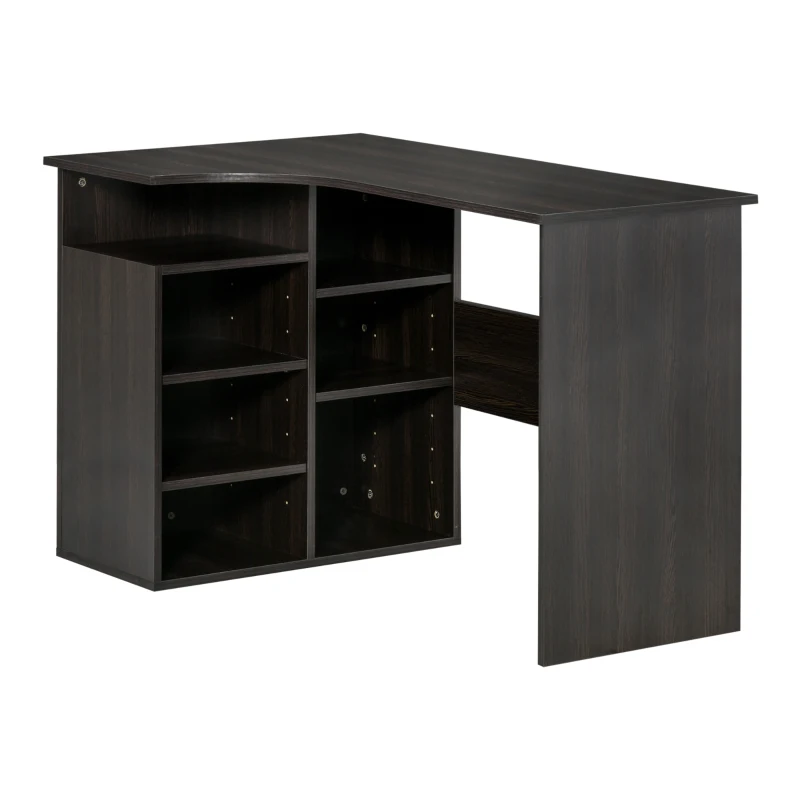 HOMCOM 47.25" L-Shaped Computer Desk, Writing Desk, Corner Desk with Storage Shelves for Home Office, Study, Black