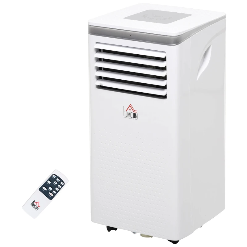 HOMCOM 8000 BTU Portable Air Conditioner for Rooms Uo to 344 Sq.Ft., 4-in-1 Mobile AC Unit with Dehumidifier, Cooling Fan, Sleep Mode, Remote, 24H Timer, Window Installation Kit, White