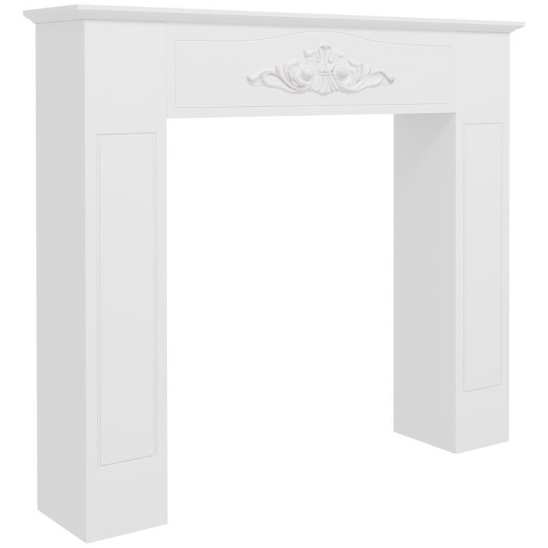 HOMCOM Freestanding Fireplace Surround, Modern Fireplace Mantel with Leg for Electric Fireplaces, 44.7" W x 40" H, White