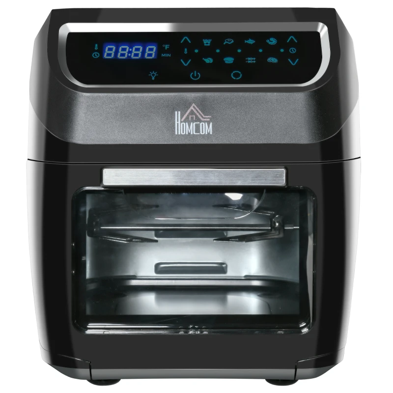HOMCOM 12 QT Air Fry Oven, 8 In 1 Countertop Oven Combo with Air Fry, Roast, Broil, Bake and Dehydrate, 1700W with Accessories and LED Display, Black