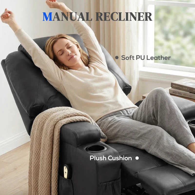 HOMCOM Power Lift Recliner Chair for Elderly, PU Leather Lift Chair with Thick and High Back, Footrest, Remote, Side Pockets, Cup Holders, Reclining Sofa for Living Room, Black