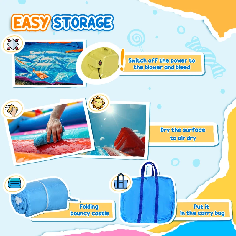 Outsunny Kids Inflatable Water Slide 5-in-1 Bounce House Water Park Jumping Castle with Water Pool, Slide, Climbing Walls, & Water Cannons, 450W Air Blower