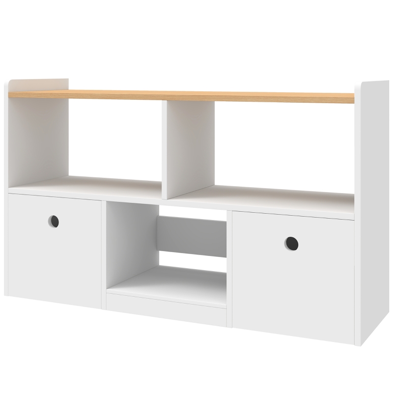 Qaba Toy Storage Organizer, Toy Organizers and Storage with 2 Movable Drawers and 3 Cubbies for Playroom, Nursery, White