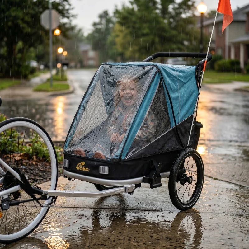 Qaba 3-in-1 Bike Trailer for Kids, Baby Stroller and Jogger, Foldable Child Bicycle Trailer with Reclining Seat, Blue