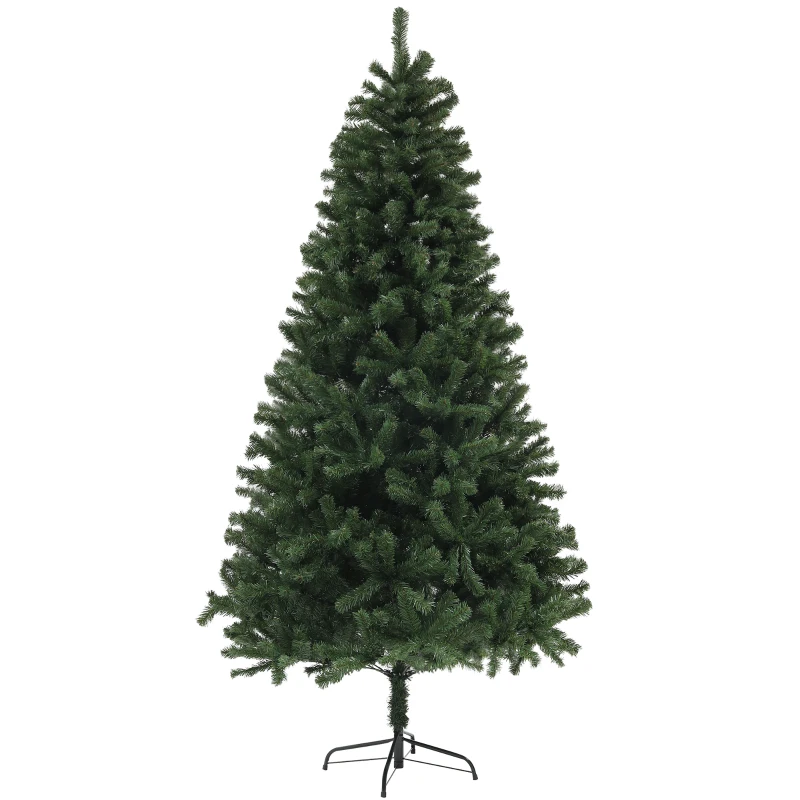 HOMCOM 7.5ft Artificial Christmas Trees with Auto Open and Steel Base, Green