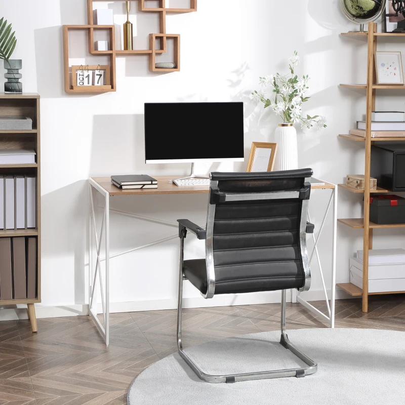 HOMCOM Folding Computer Desk, 47.25"W Home Office Writing Desk with Metal Frame, Natural