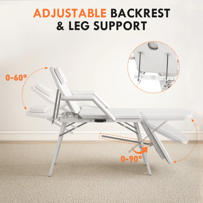 HOMCOM Portable Massage Table, Foldable Massage Bed, White