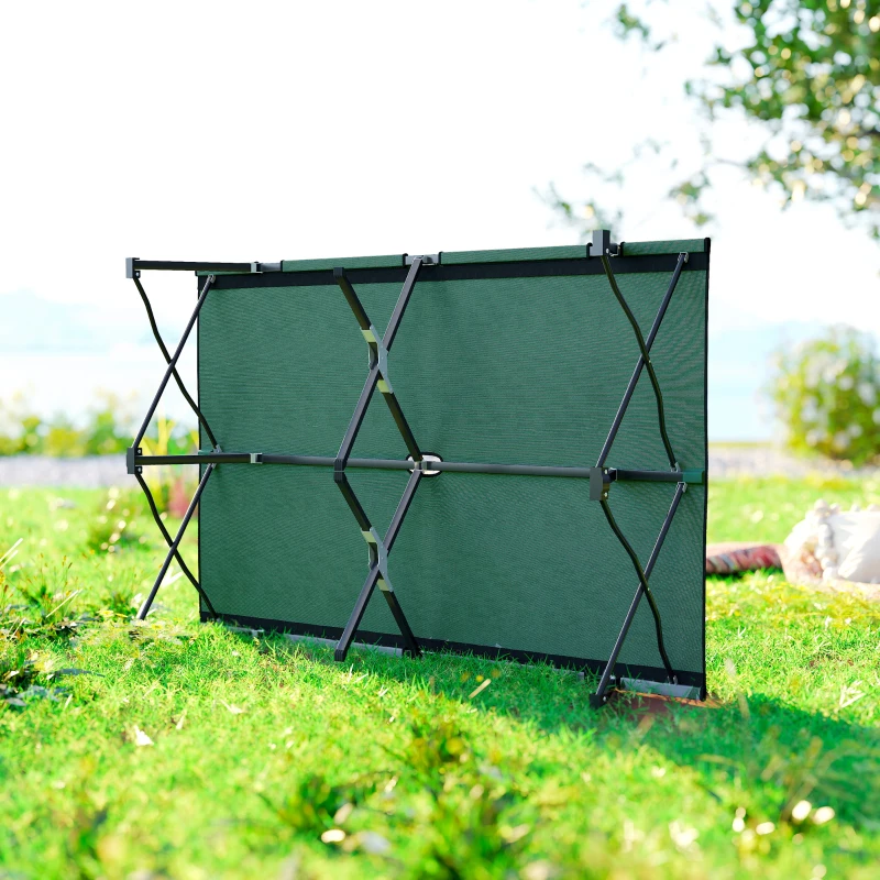 Outsunny 76" Two Person Folding Camping Cot Outdoor Portable Double Cot Wide Military Sleeping Bed w/ Carrying Bag Green