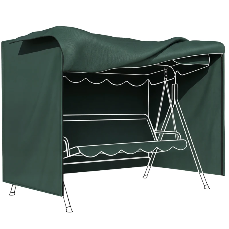 Outsunny 3-Seater Patio Swing Cover, Outdoor Garden Furniture Protection Hammock Glider Cover, 81" x 49" x 65", Dark Green