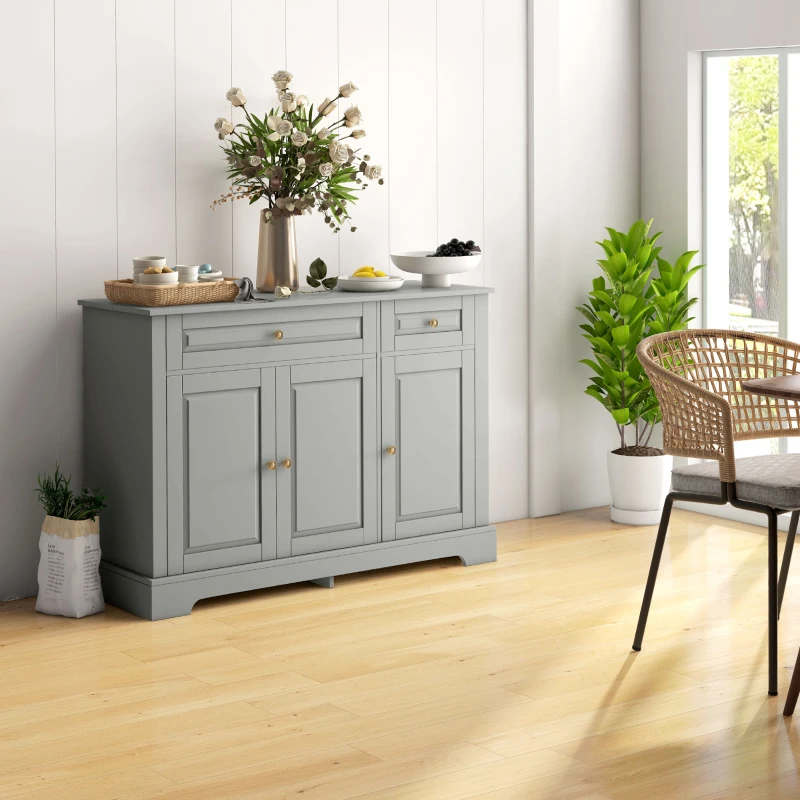 HOMCOM Modern Kitchen Storage Cabinet, Coffee Bar Cabinet with 2 Drawers and Adjustable Shelves for Dining Room