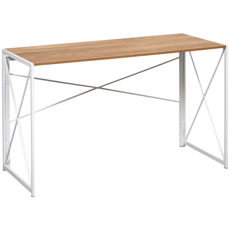 HOMCOM Folding Computer Desk, 47.25"W Home Office Writing Desk with Metal Frame, Natural