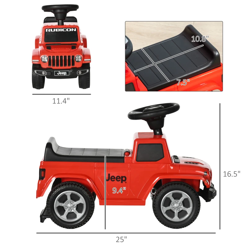 Aosom Kids Ride on Push Car, with Engine Sounds & Under-Seat Storage, Foot-to-Floor Ride on Sliding Car with Horn, Sit and Scoot Ride on Toy, Ages 1.5-3 Years, Red