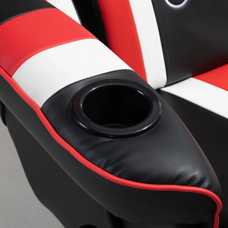Vinsetto Gaming Chair, Racing Style Computer Recliner with Lumbar Support, Footrest and Cup Holder, Black/White/Red