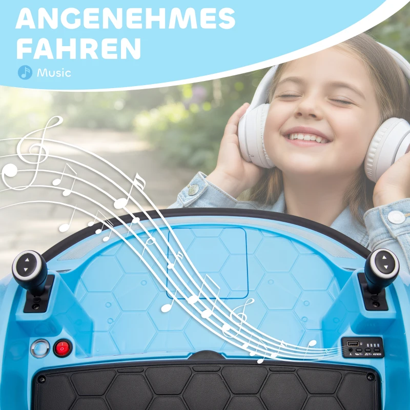 Qaba 12V Bumper Car for Toddlers, Ride On Car with 360 Degree Remote Control, Lights Music Horn, for 1.5-5 Years, Light Blue