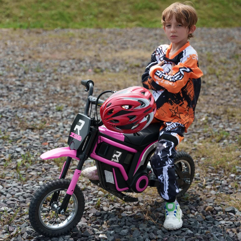 Aosom 24V 350W Electric Dirt Bike Up to 15 MPH w/ Twist Grip Throttle, Pink