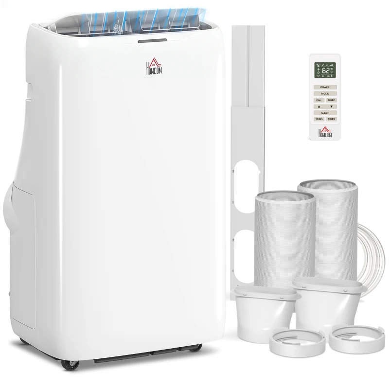 HOMCOM 14000 BTU Portable Air Conditioner, Inverter & Dual Hose AC Unit w/ Cool, Dehumidifier, Fan, for 700 Sq. ft, Window Kit