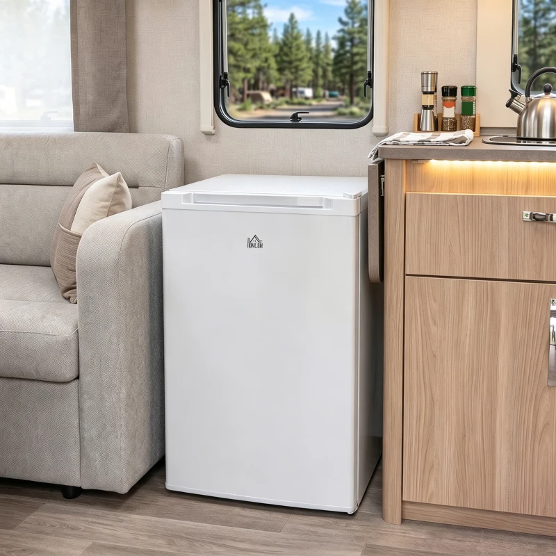 HOMCOM Upright Freezer, 3 Cu Ft Small Freezer with Reversible Single Door, Adjustable Thermostat for Home, Apartment, White