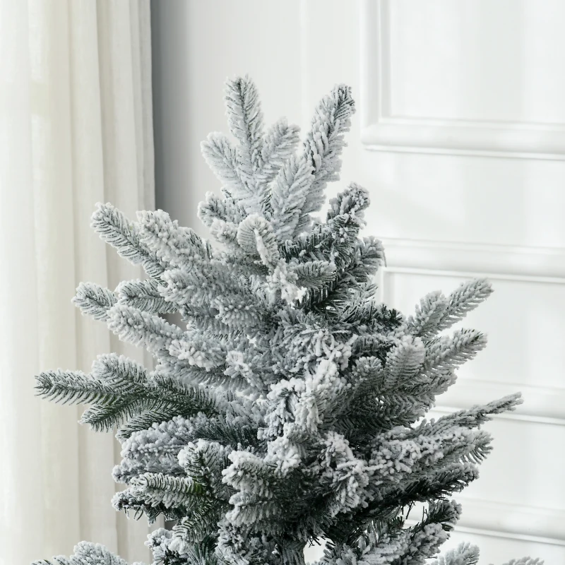 HOMCOM 4.5' Artificial Flocked Christmas Trees, with Snow Frosted Branches, Auto Open, Steel Base