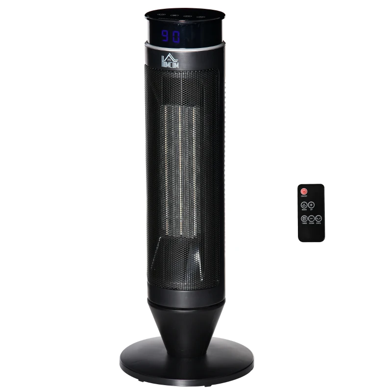 HOMCOM 2-In-1 Tower Heater, Indoor Electric Space Heater with Oscillation, Remote Control, 8H Timer, Three Heating Modes(High, Low, Fan), 750W/1500W
