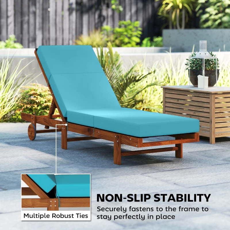 Outsunny Chaise Lounge Cushion, 4" Thick Outdoor Lounge Chair Cushion with Ties for Patio, 21" x 72", Blue
