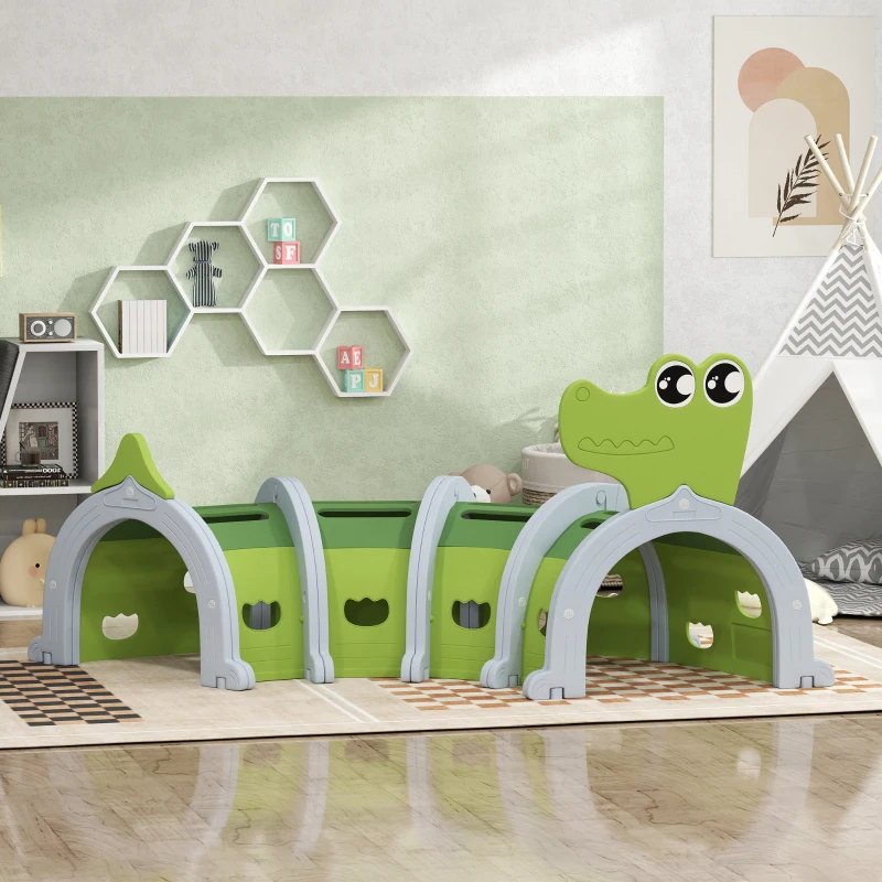 Qaba Crocodile Design Kids Play Tunnel for Kids to Crawl Through, 76" Long