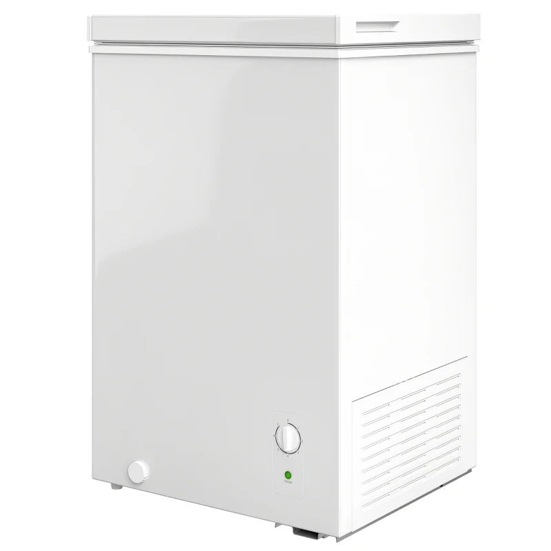 HOMCOM Mini Freezer, 3.5 Cu.Ft Chest Freezer with 5-Setting Adjustable Thermostat, Wire Basket, Quiet Operation, White