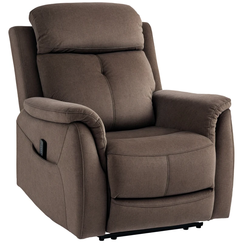 HOMCOM Manual Recliner Chair with Vibration Massage, Reclining Chair for Living Room with Side Pockets, Brown