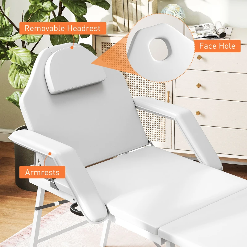 HOMCOM Portable Massage Table, Foldable Massage Bed, White