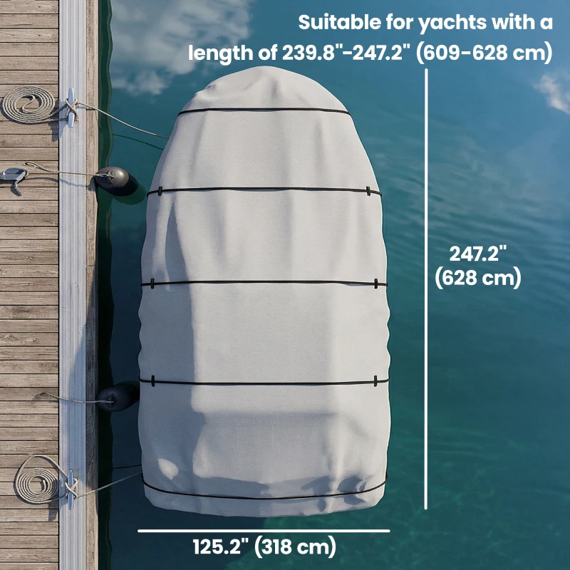 Outsunny 20-21 Ft Trailer Boat Cover, 3000mm Waterproof Universal Boat Cover with Quick-Fasten Buckles, Light Grey