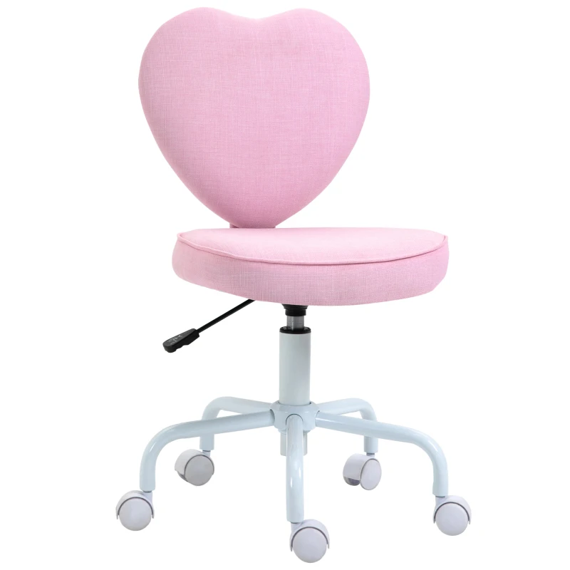 HOMCOM Heart Love Shaped Back Design Office Chair with Adjustable Height, Pink
