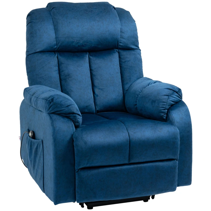 HOMCOM Lift Chair for Elderly Power Lift Recliner Chair with Side Pocket and Remote Control for Living Room Blue