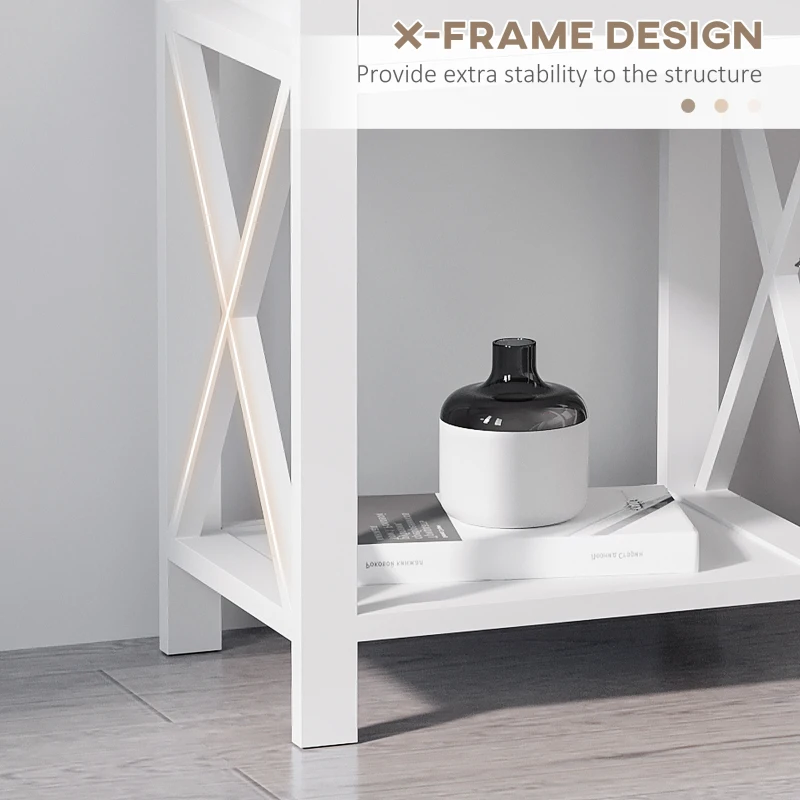 HOMCOM 22” Traditional Wood Accent End Table With Storage Drawer for Living Room, White