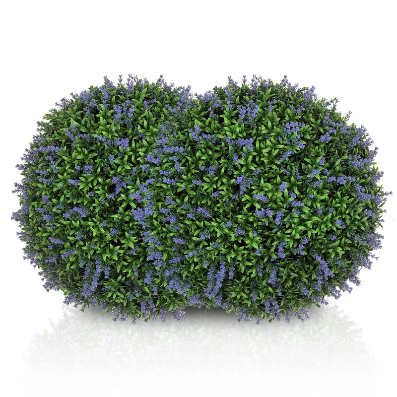 HOMCOM 2 Pack Artificial Plant Lavender Topiary Balls, 16.5 Inch