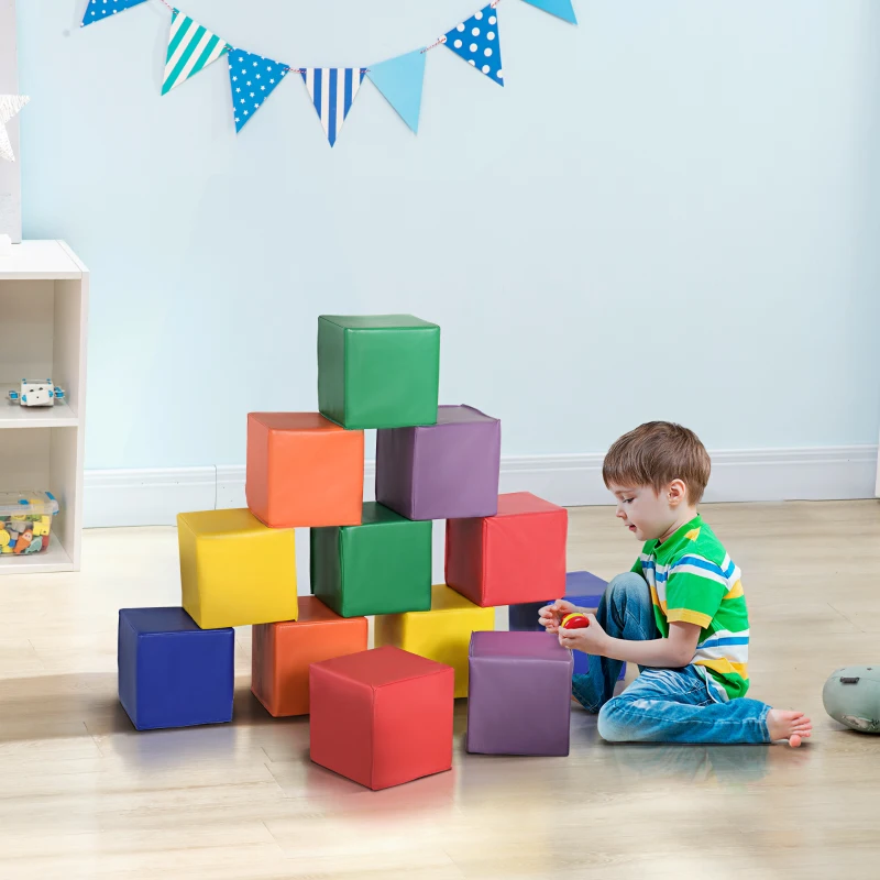 Soozier 12 Piece Soft Play Blocks Soft Foam Toy for Toddler, Multi-Color