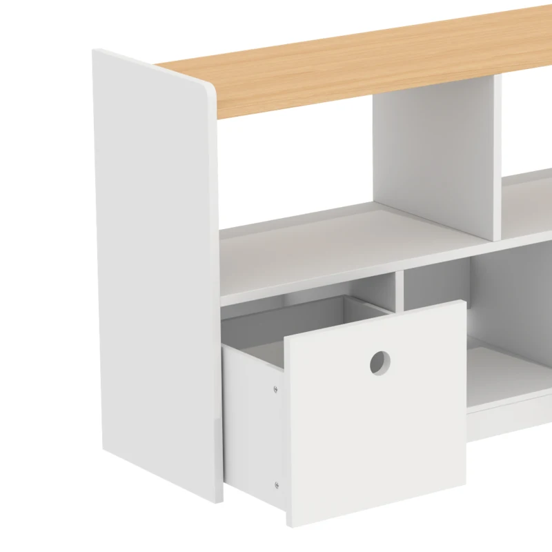 Qaba Toy Storage Organizer, Toy Organizers and Storage with 2 Movable Drawers and 3 Cubbies for Playroom, Nursery, White