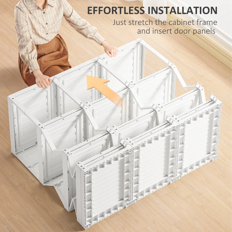 HOMCOM Portable Wardrobe Closet, Folding Bedroom Wardrobe, Clothes Storage Organizer with 8 Cube Compartments, White
