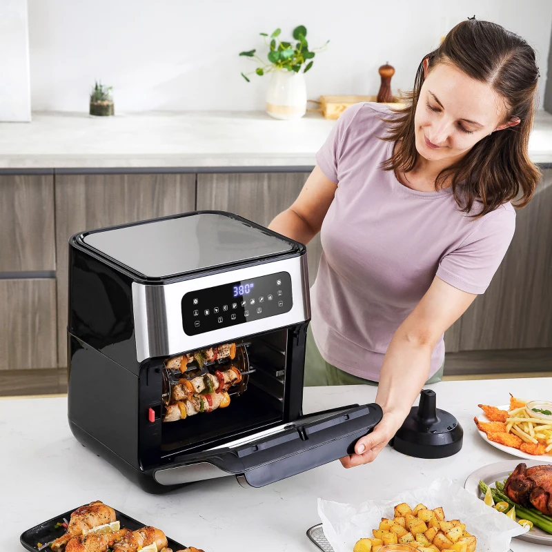 HOMCOM 10.5 Quart Air Fryer Oven with 8 Preset Cooking Menus, 1500W Air Fryer Toaster Oven, Countertop Convection Oven with 9 Accessories, Non-Stick Coating, Digital LED Screen